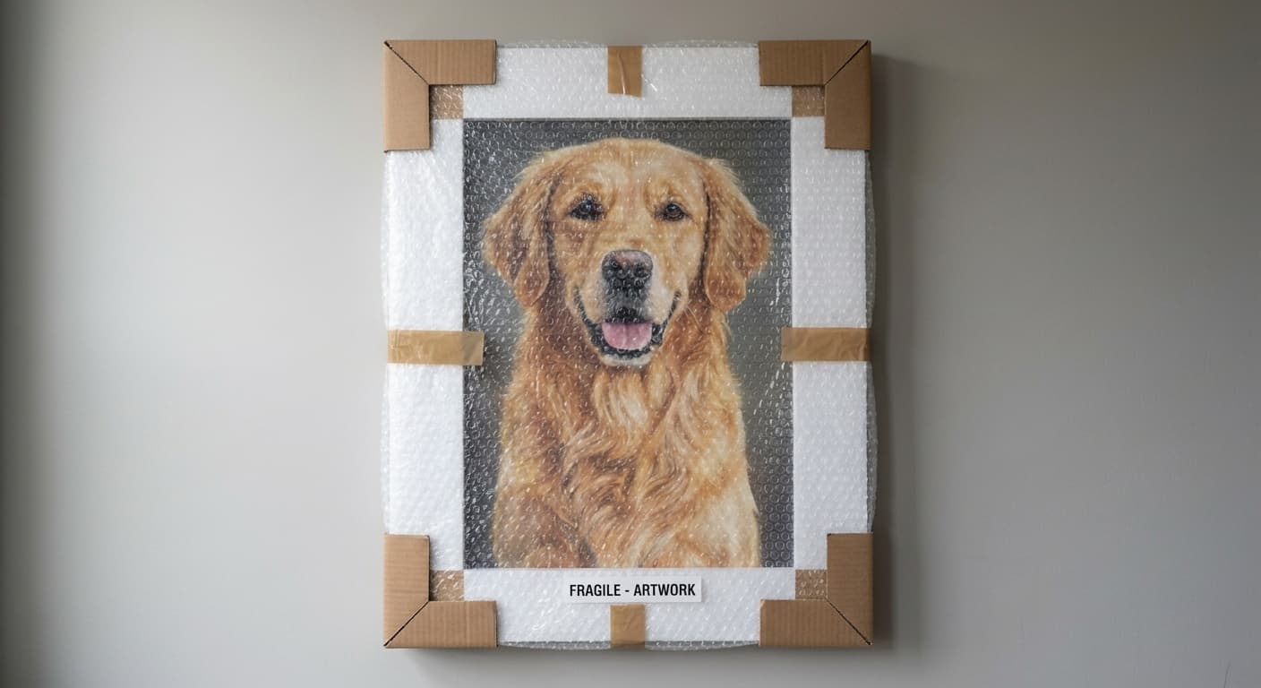 Packed artwork ready for transport