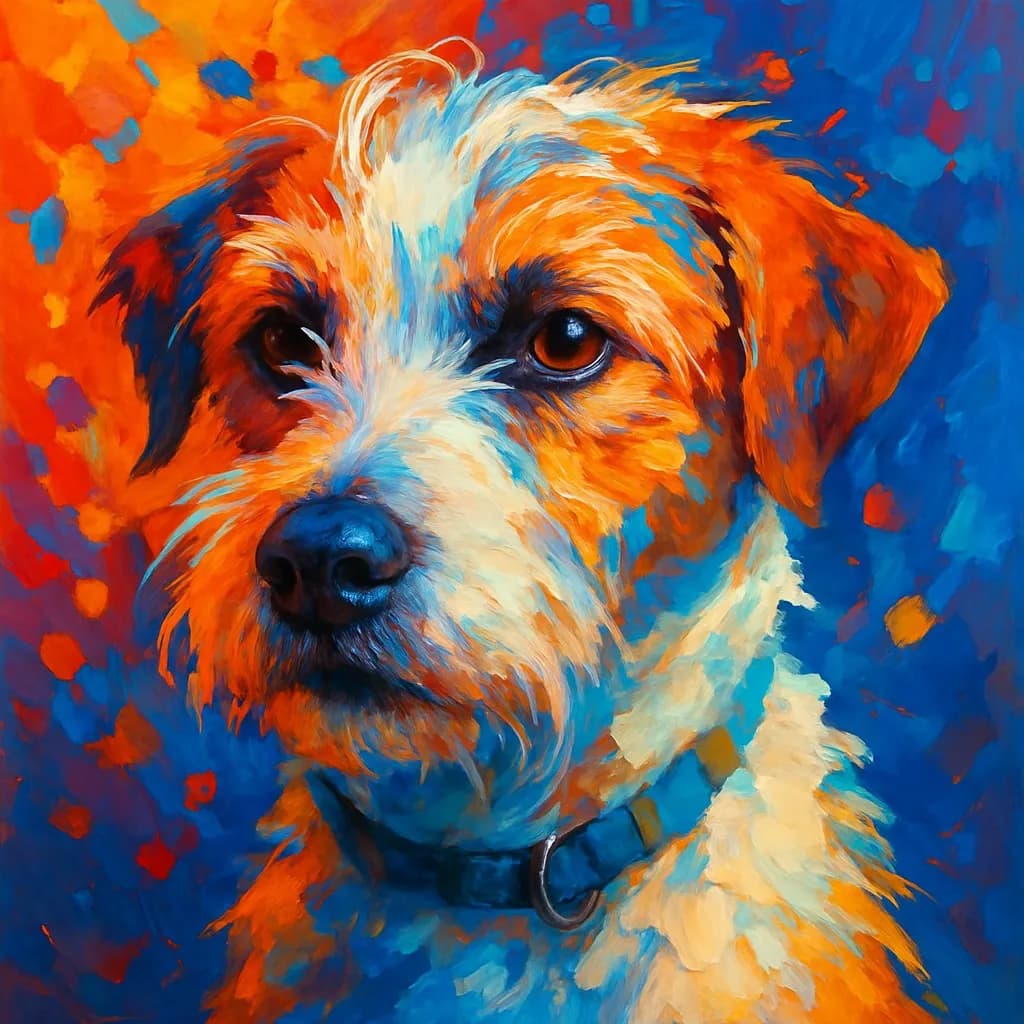 Screen preview of the impasto-style pet portrait customization process