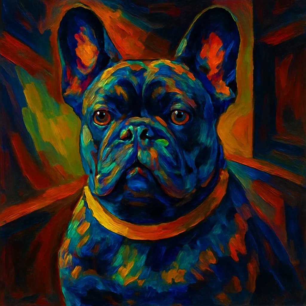 Expressionist oil-painted pet portrait example