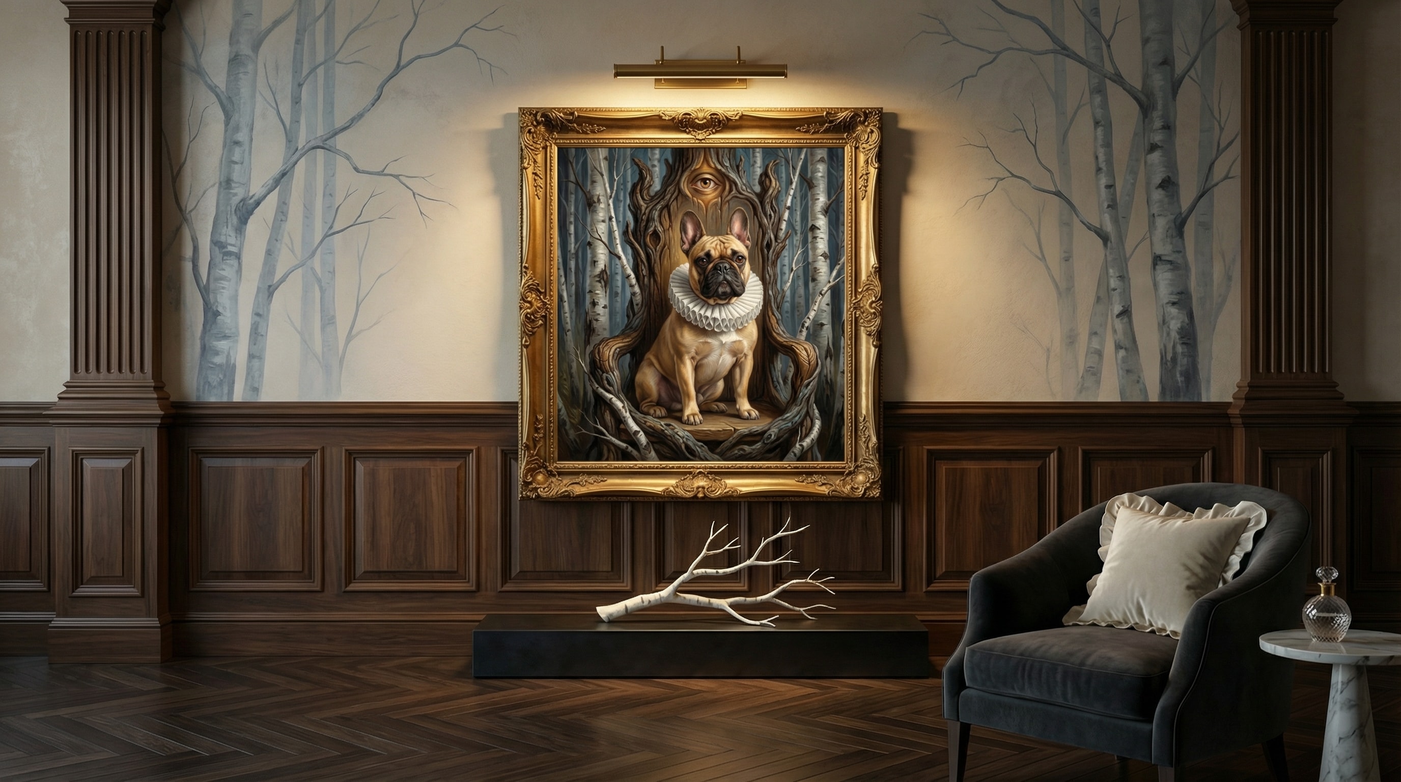Surreal classical pet portrait hero image