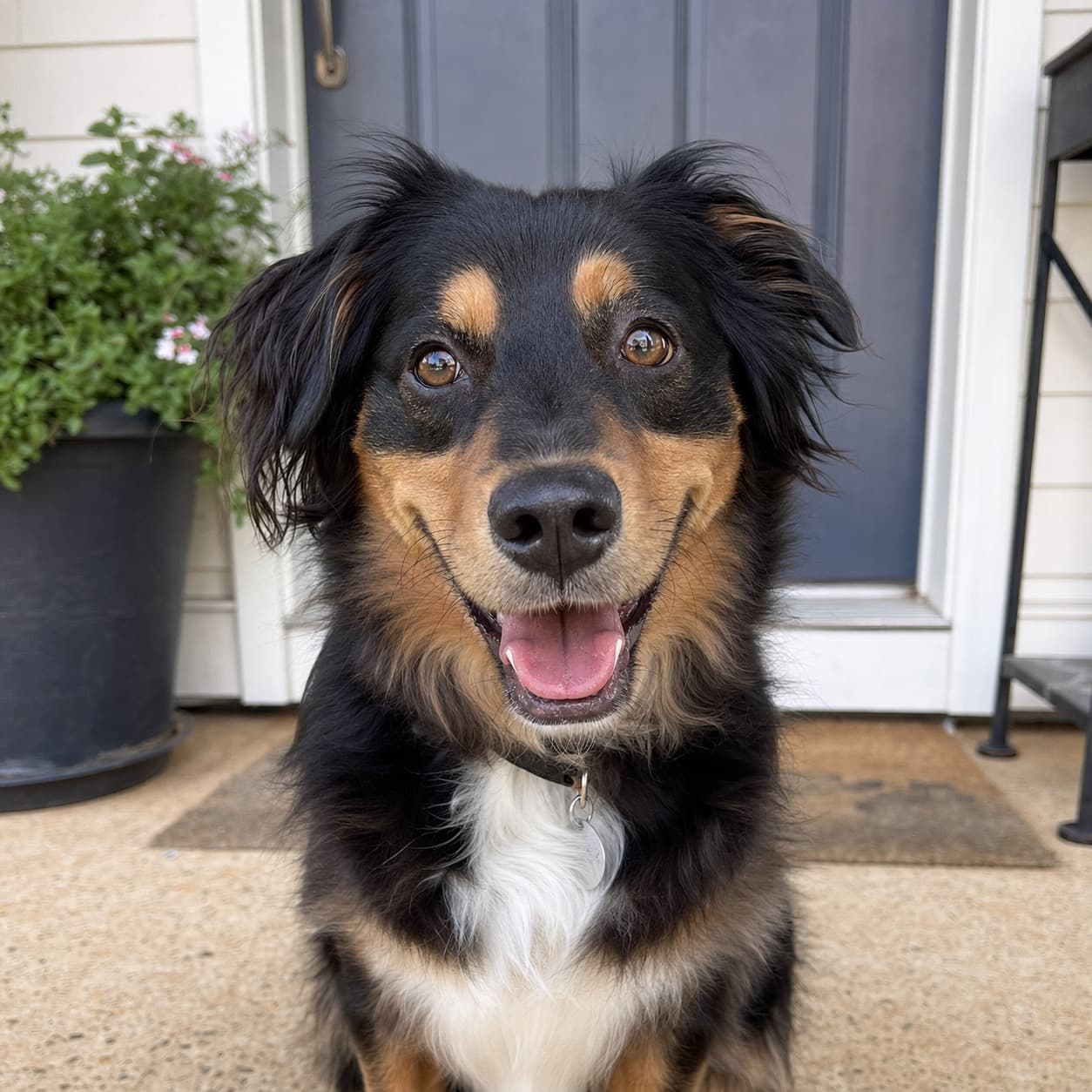 Eye-level phone photo of a dog for a custom pet portrait