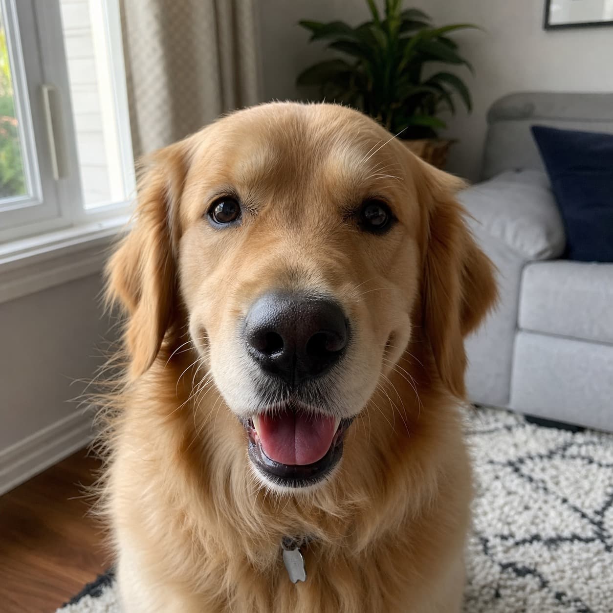 Well-lit phone photo of a dog near a window for pet portrait artwork