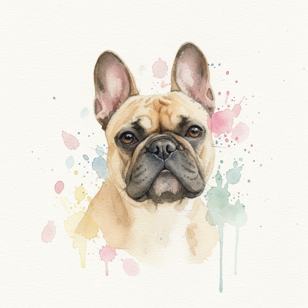 Colorful Custom Watercolor Pet Portraits Example