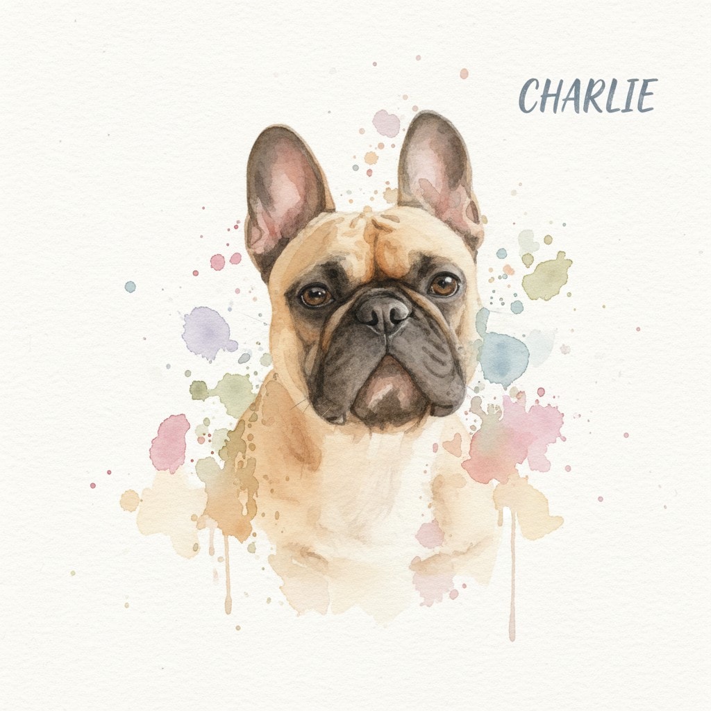 Colorful Custom Watercolor Pet Portraits Example