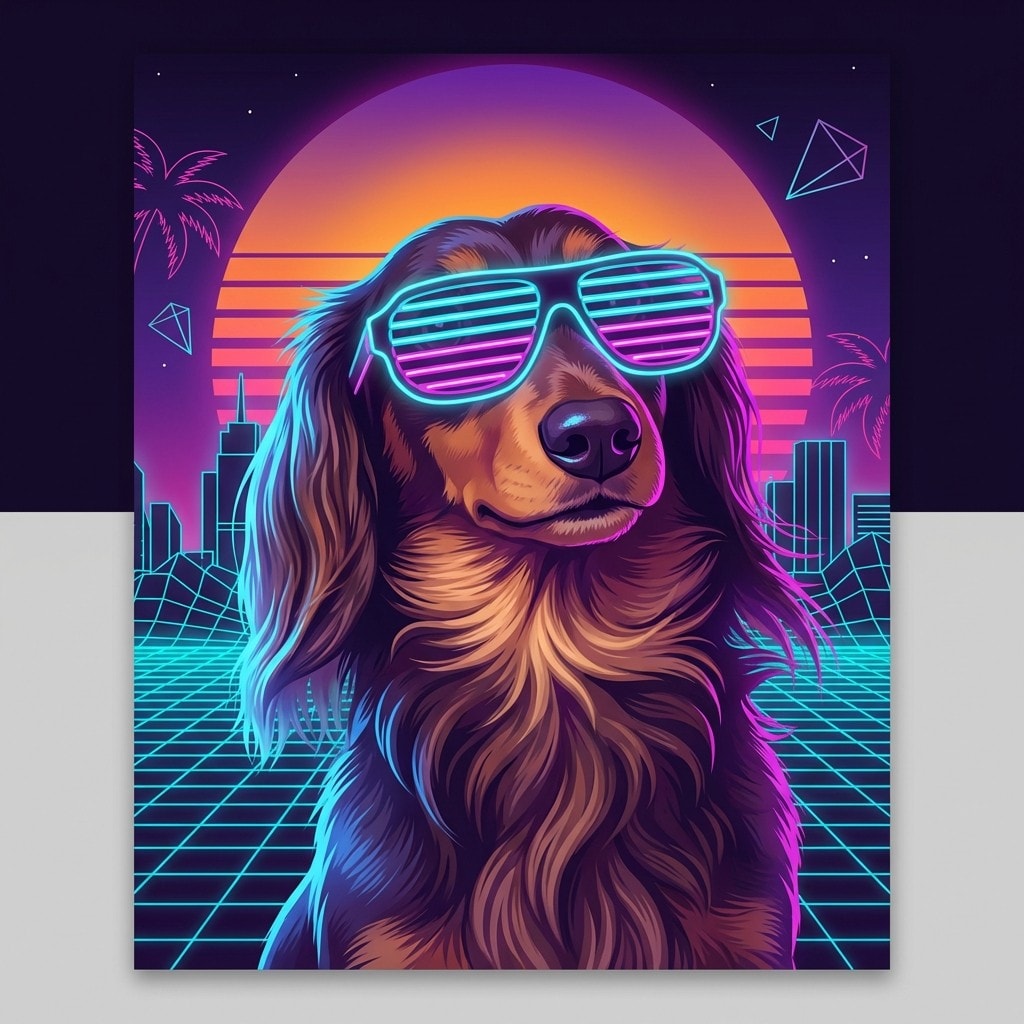 Retro Synthwave Pet Portraits Example