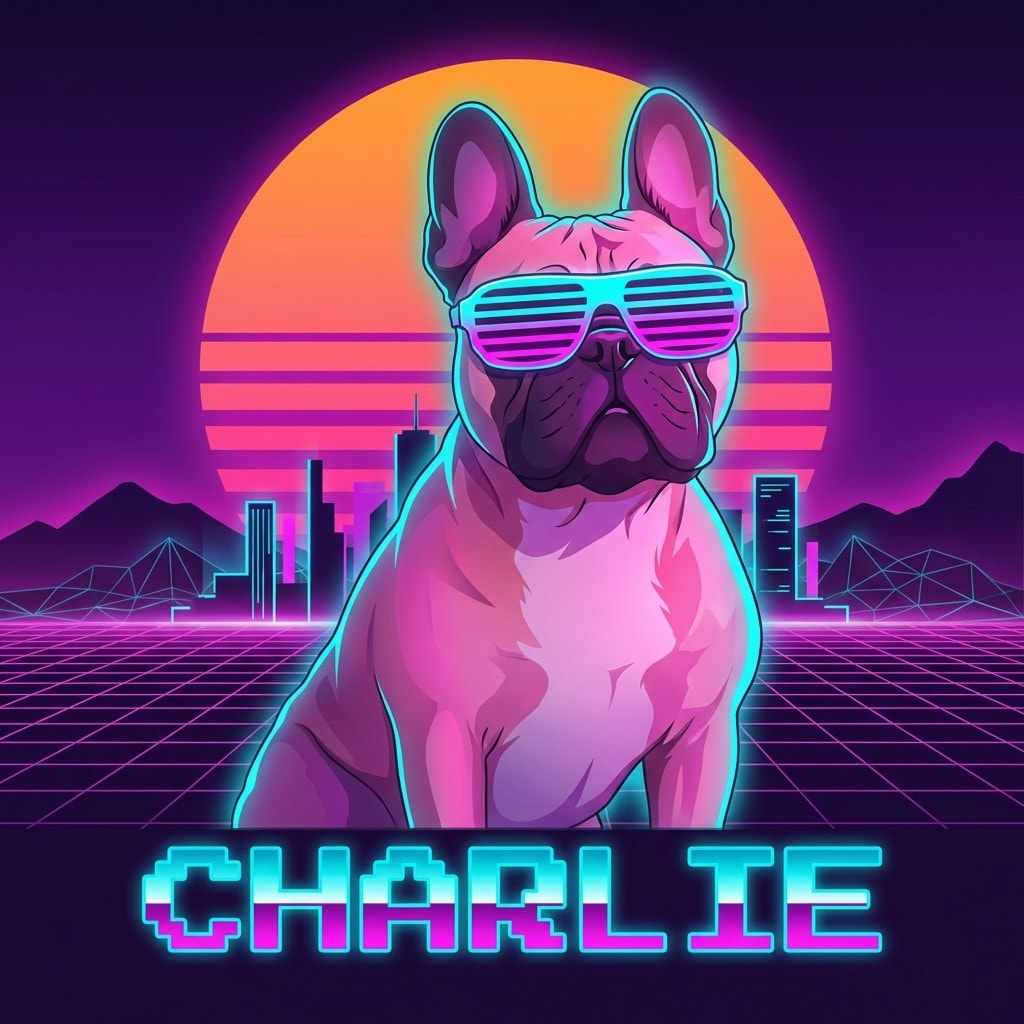 Retro Synthwave Pet Portraits Example